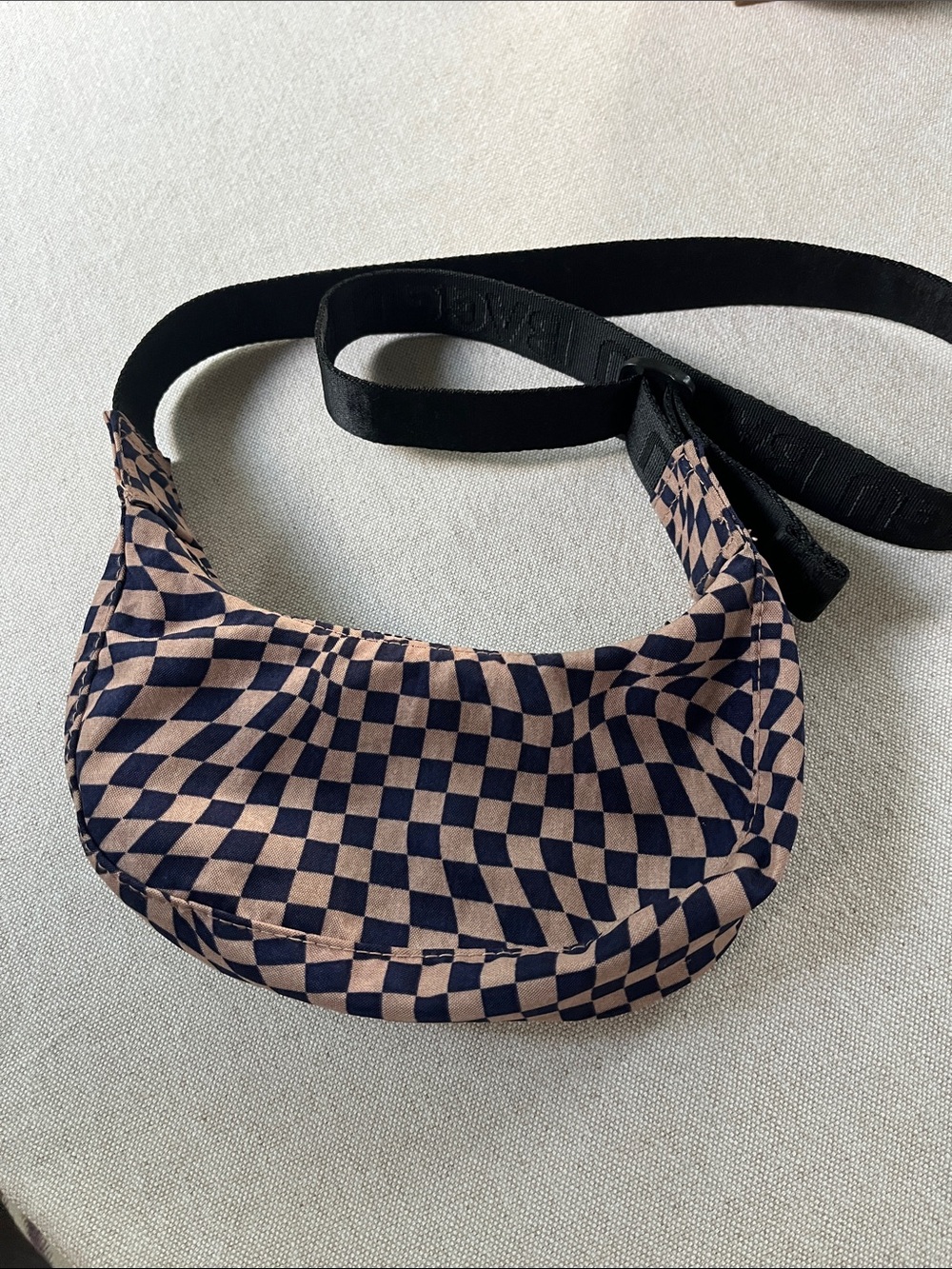 Baggu Indigo Mini Crescent Trippy Checker Bag